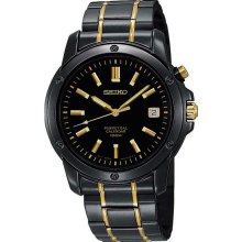 Seiko Men's Black Two Tone Perpetual Calendar SNQ045