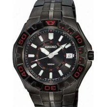 Seiko Men's Quartz Black Dial Stainless with Black Ion Finish SGEE57