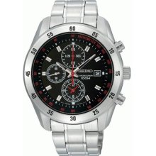 Seiko Men's Quartz Chronograph Tachymeter Black Dial SNDC49