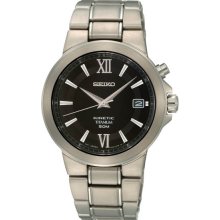 Seiko Men's Sapphire Titanium Kinetic Black Dial SKA483