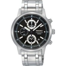 Seiko Men's Stainless Steel Chronograph Black Dial SNDC27