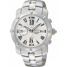 Seiko Men's Stainless Steel Off-white Dial Chronograph SNDZ97