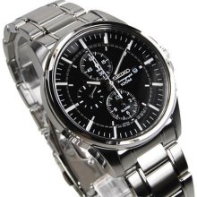 Seiko Men's Stainless Steel Case and Bracelet Chonograph Alarm Black Dial SNAF03