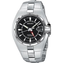 Seiko Men's Stainless Steel Perpetual Calendar Black Dial SLT081