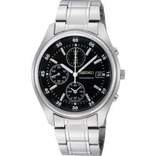 Seiko Men's Stainless Steel Chronograph Black Dial SNDB11