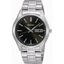 Seiko Men's Stainless Steel Black Dial Quartz Link Bracelet SGGA11