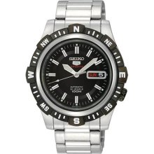 Seiko Men's Stainless Steel Seiko 5 Automatic Black Dial Bezel SRP139