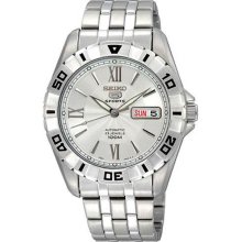 Seiko Men's Stainless Steel Seiko 5 Sports Automatic Silver Dial Rotating Bezel SNZH79