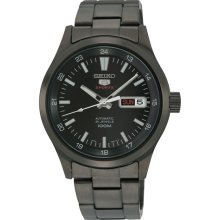 Seiko Men's Stainless Steel Case and Bracelet Automatic Black Dial Day Date Display SRP267