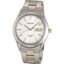 Seiko Men's Titanium Two Tone Silver Tone Dial Quartz SGG603