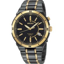 Seiko Men's Two Tone Black Anodized Kinetic Black Dial SKA366