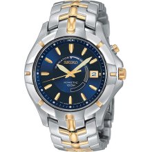 Seiko Men's Two Tone Stainless Steel Kinetic Blue Dial SKA402