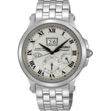 Seiko Premier Kinetic Silver Dial Stainless Steel Mens Watch SNP0 ...