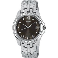 Seiko SGEA45 Seiko Mns Silver Braclet Blk dial