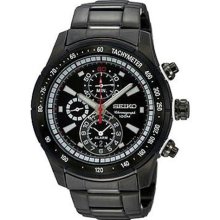 Seiko SNAC91 Stainless Steel Alarm Chronograph Black Dial ...