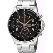 Seiko SNDA83 Stainless Steel Chronograph Black Dial ...