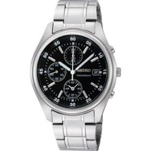 Seiko SNDB11 Stainless Steel Chronograph Black Dial