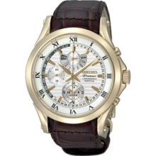 Seiko SPC054 Premier Chronograph Perpetual Stainless Steel Case Brown