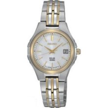 Seiko Womens Solar Stainless Watch - Silver Bracelet - White Dial - SUT038