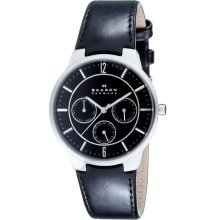 Skagen 331XLSLB Men's Denmark Black Leather Strap Black Dial Quartz Wa