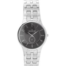 Skagen 433LSXM Stainless Steel Quartz Black Dial Link Bracelet Midsize