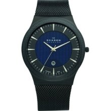 Skagen Men's Titanium Black and Blue Dial