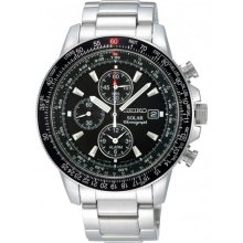 Stainless Steel 42mm Solar Flight Alarm Chronograph Timepiece