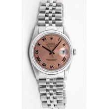 Stainless Steel Datejust Model Jubilee Band Salmon Roman Dial