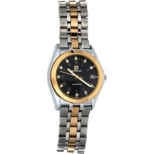 Steinhausen Men's Stainless Steel Automatic Date Black Dial Watch (silver/gold)