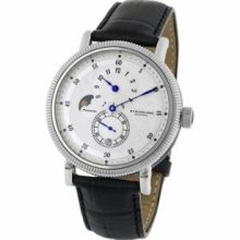 Stuhrling Original 97.33152 Mens Classic Symphony Operetta Slim Swiss Quartz with Stainless Steel Case Silver Dial and Black Leather Strap Watch
