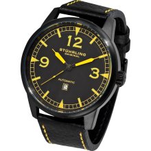 Stuhrling Original Watches Men's Tuskegee Warhawk Automatic Black Leat