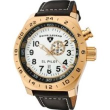 Swiss Legend 22827-RG-02 Men's SL Pilot GMT White Dial Rose Gold Tone