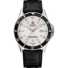 Swiss Military Men's Flagship White Dial Black Bezel & Leather Strap 6-4161.7.04.001.07 Watch
