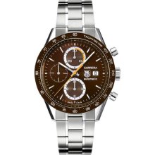 Tag Heuer Carrera Chronograph Steel Brown Mens Watch CV2013.BA0786