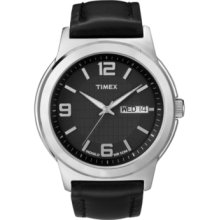 Timex Watch, Mens Black Leather Strap T2E561UM