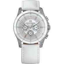 Tommy Hilfiger 1781142 White MOP Dial Leather Chronograph Ladies Watch