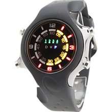 Unisex Silicone Digital LED Watch Wrist with Colorful Light (Black)