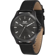 Vestal Heirloom Leather Watch - Black/Black/Black HER3L01