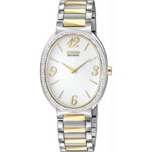 Women's Allura Eco-Drive Two Tone Oval Stainless Steel Case and Bracel