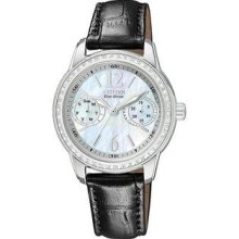 Women's Eco-Drive Silhouette Crystal Mother Of Pearl Day