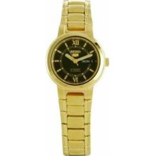 Women's Gold Tone Seiko 5 Automatic Dress Black