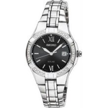 Women's Solar Stainless Steel Case and Bracelet Black Dial