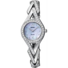 Women's Solar Stainless Steel Case and Bracelet Mother of Pearl Dial