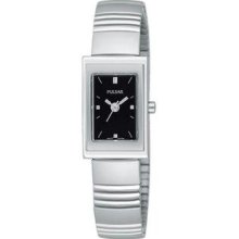 Women's Stainless Steel Black Dial Expansion