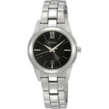 Women's Stainless Steel Black Dial Quartz Link