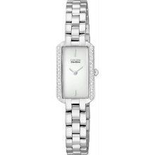 Women's Stainless Steel Silhouette Eco-Drive Swarovski Crystals Silver