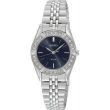 Women's Stainless Steel Solar Quartz Black Dial Swarovski