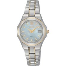 Women's Two-Tone Solar Dress Watch With Mother-Of-Pearl Dial