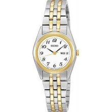 Women's Two Tone Stainless Steel Quartz Dress White