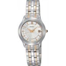 Women's Two Tone Stainless Steel Quartz Silver Dial